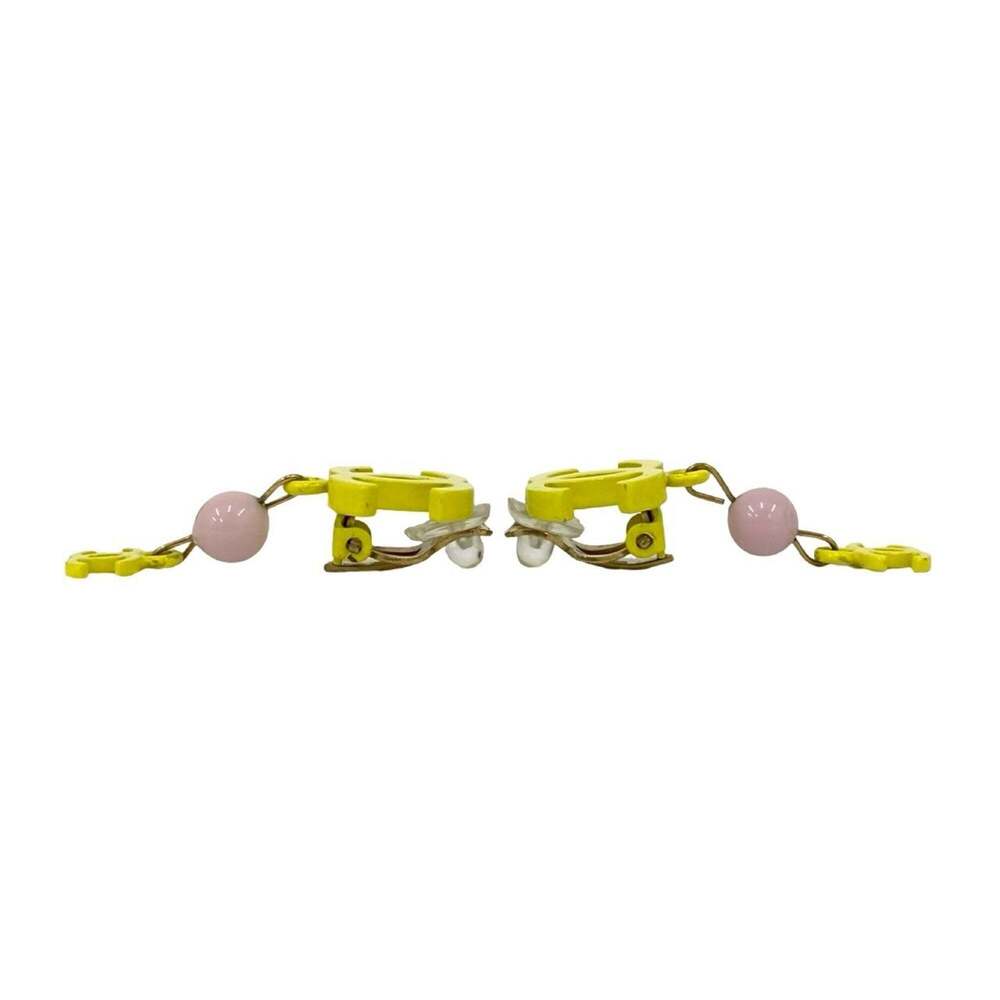 CHANEL Authentic Pink Logo Earrings - Picture 2 of 5